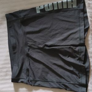 Puma Biker Shorts - Black with Gray Metallic Logo